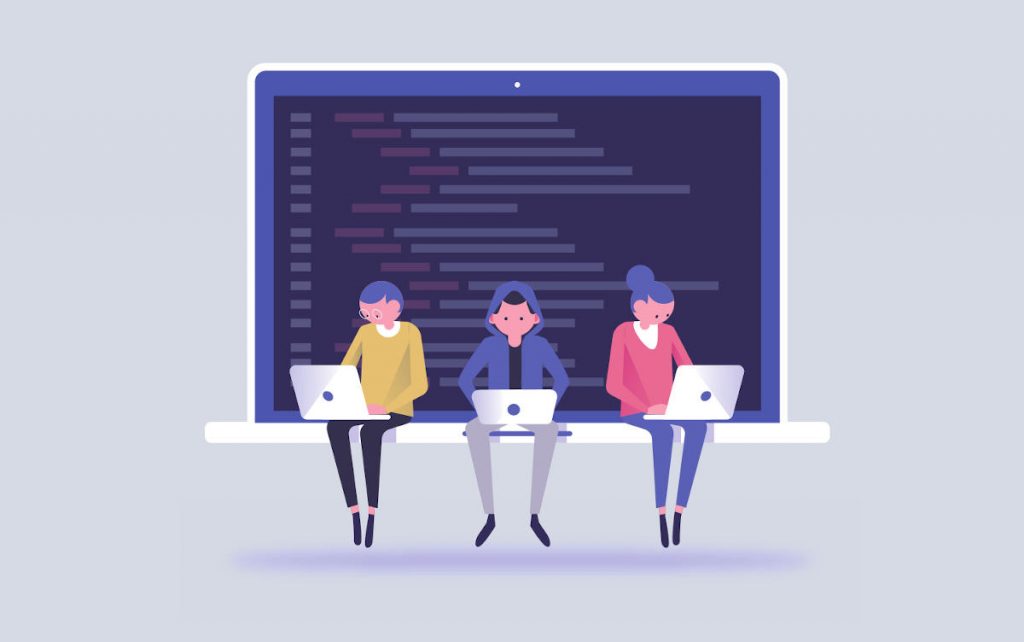 jóvenes analizando un código